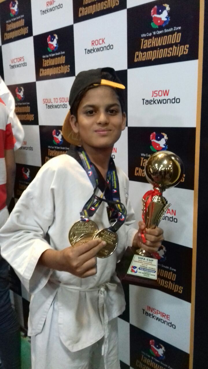 ದಕ್ಷಿಣ ವಲಯ ಟ್ವೇಕಾಂಡೋ ಪಂದ್ಯದಲ್ಲಿ ರೈಫಾನ್ ಅಹ್ಮದ್‌ಗೆ 2 ಚಿನ್ನದ ಪದಕ